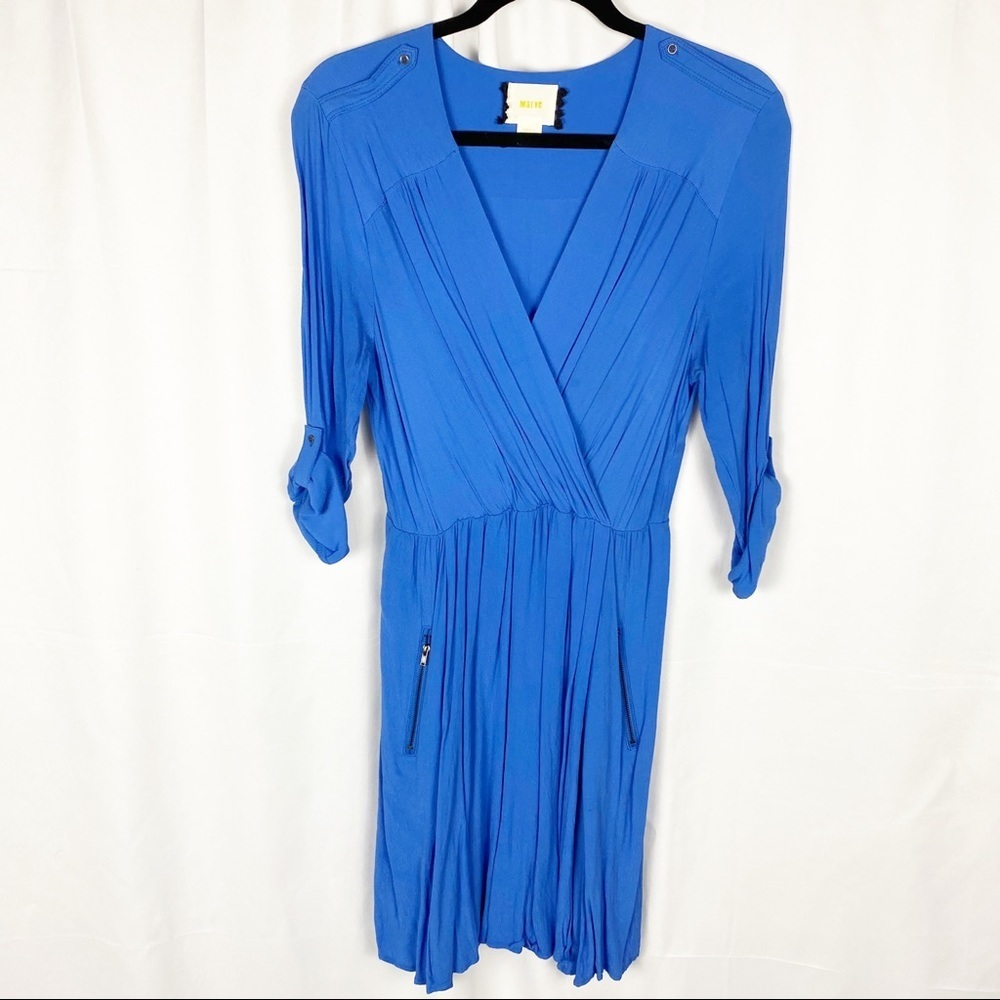 MAEVE Anthropologie Blue V Neck Dress